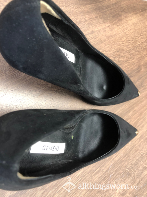 Used Worn Black Pointed-toe Stiletto High Heels （Ladyyaoying）