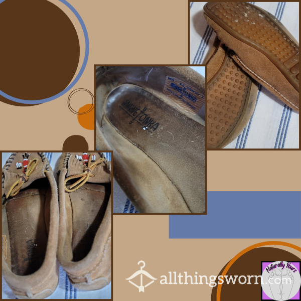 🤎👣 VERY OLD Minnetonka Moccasins, Extreme Smell And Gunk