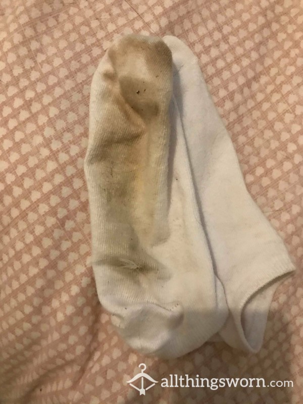 Very Smelly Dirty Worn White Trainer Socks