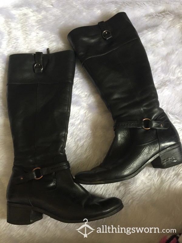 Very Well Worn Mid-Thigh Leather Boots
