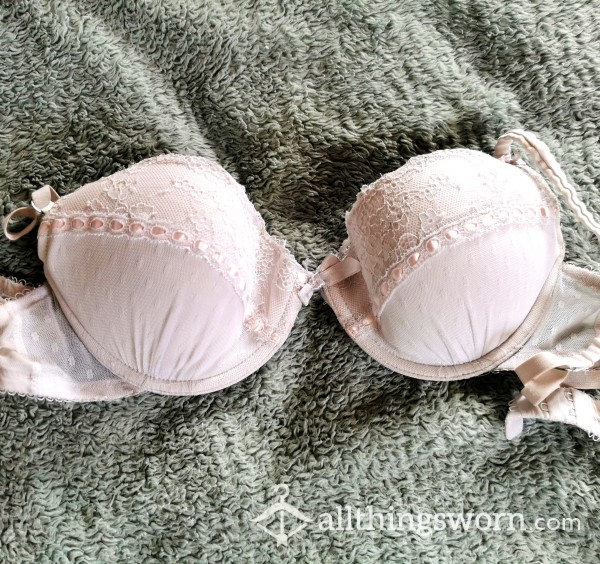 SOLD Very Worn White And Pink Bra - International Shipping Included!
