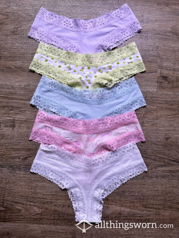 VS Cotton W/Lace Trim Cheeky Panties