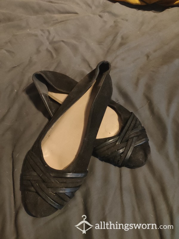 Well Used Black Flat Shoes