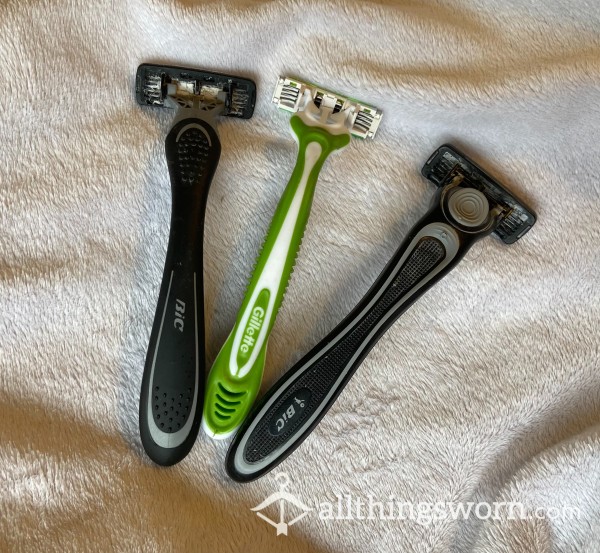 Well Used Shaving Razors With Hair
