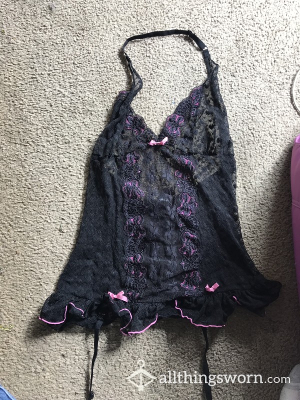 Well Worn Black And Pink Lace Lingerie