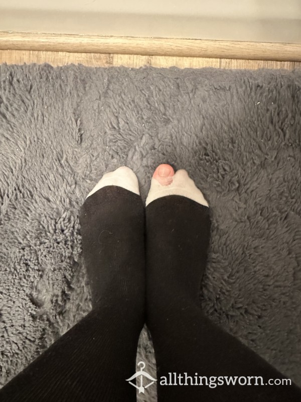 Well Worn Black & White Knee High Socks