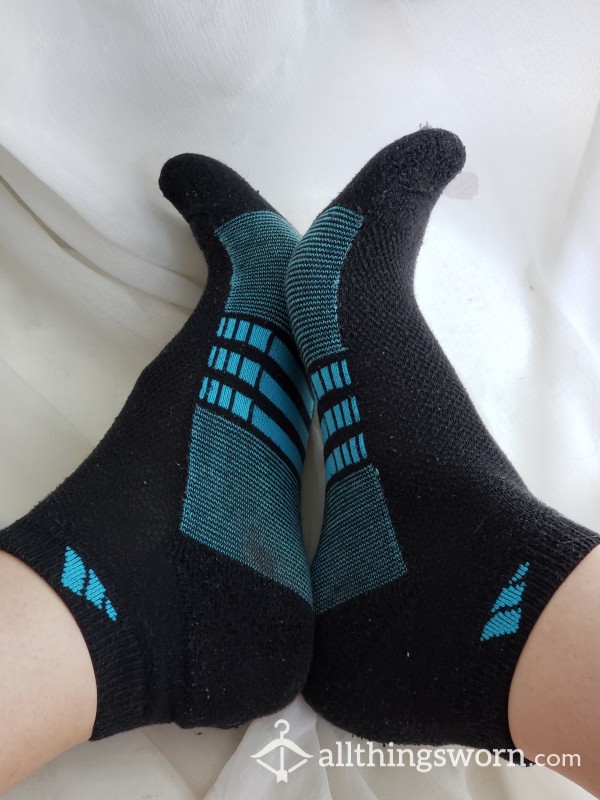 Well-Worn Blue & Black Adidas Socks