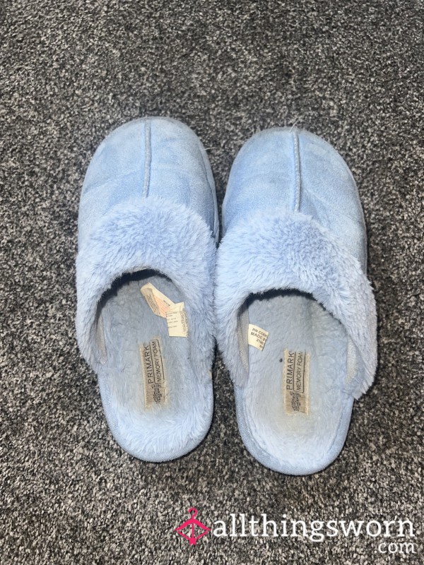 Well-worn Blue Fluffy Interior Slippers
