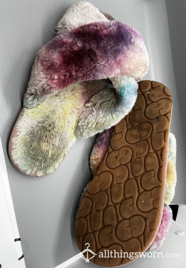 Well Worn Colorful Open-Toed Slippers