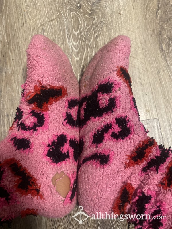 Well-worn Fuzzy Pink Socks