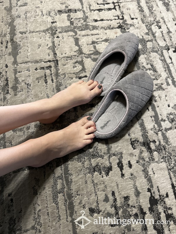 Well Worn Grey House Slippers