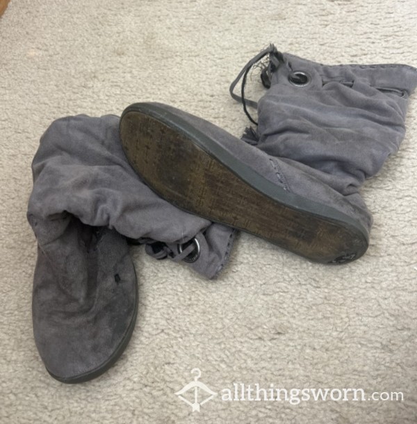 Well-worn Grey Roxy Boots