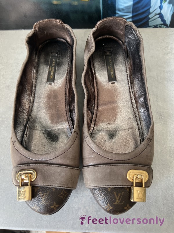 Well-worn Louis Vuitton Ballerinas. Free Pantyhose With Purchase.