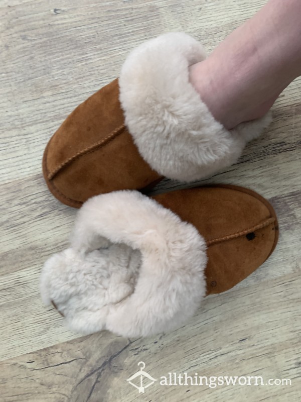 Well Worn Overly Used Smelly Stained Fluffy Inside Slippers