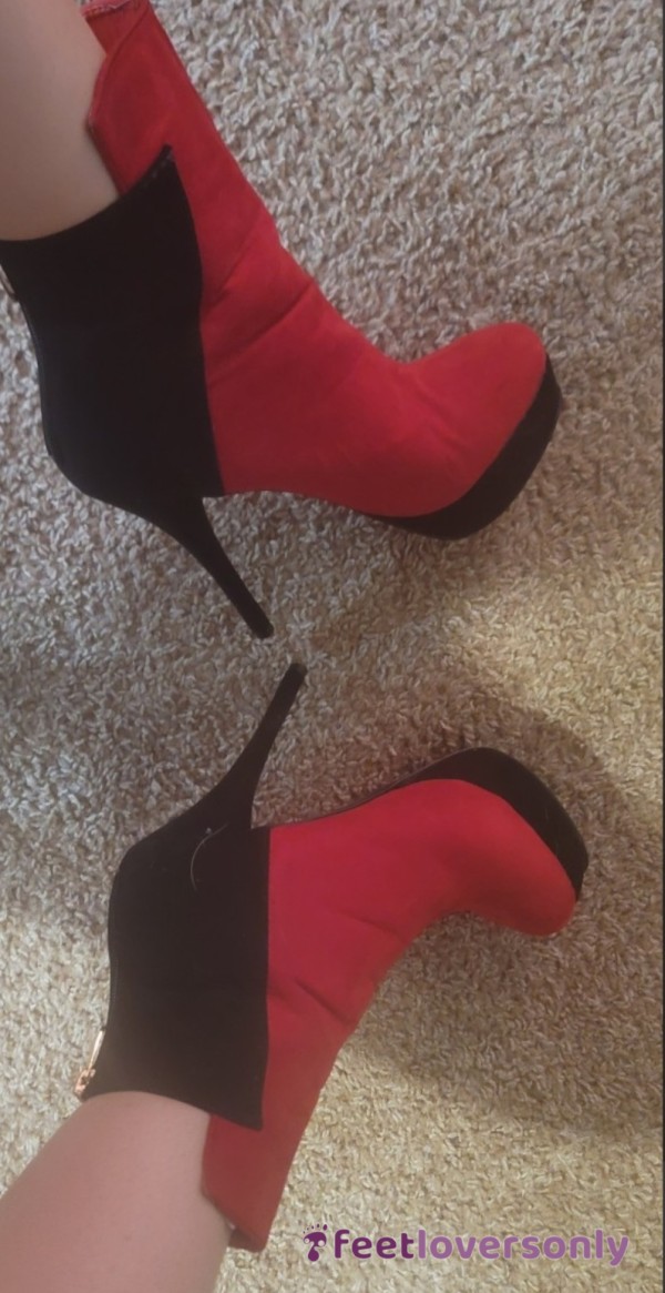 Well Worn Red And Black Stiletto Boots