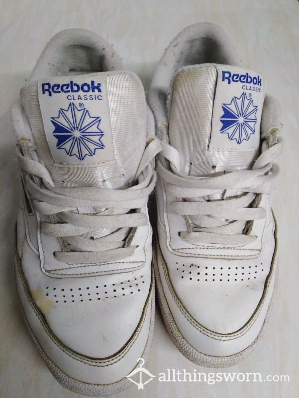Well-worn Reebok Trainers + FREE White Trainer Socks With 24hr Wear 😍