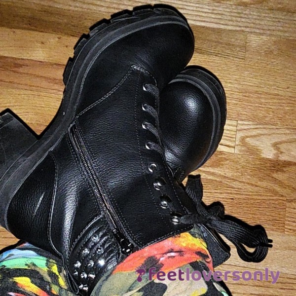 Well Worn Size 11 Studded Combat Boots