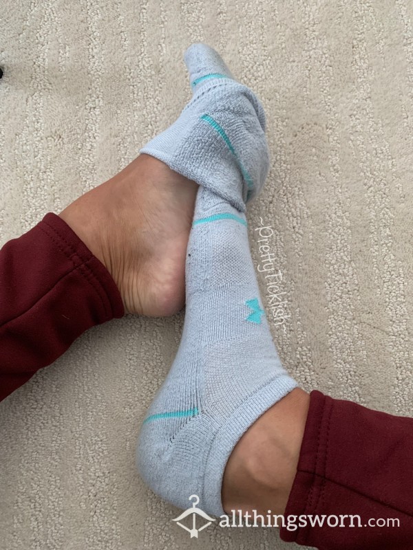 Well-worn Sweaty Warm Grey Ankle Socks