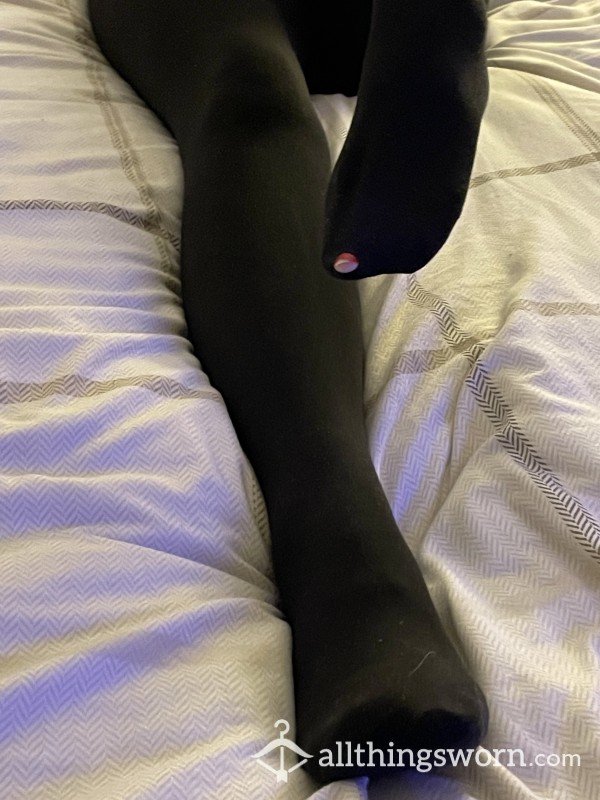 Well Worn Black Work Tights With Hole