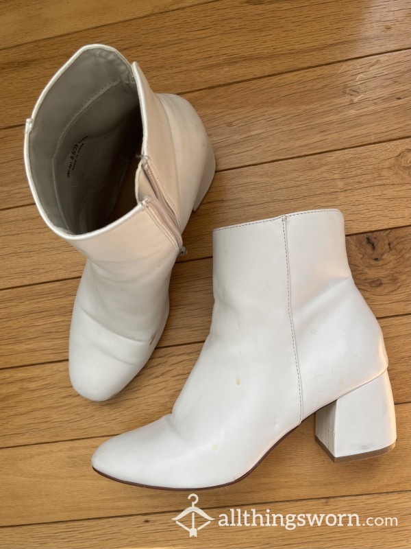 Well-worn White Ankle Boots