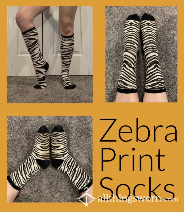 Well-Worn Zebra Print Knee High Socks 🦓