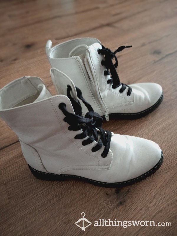White And Black Boots
