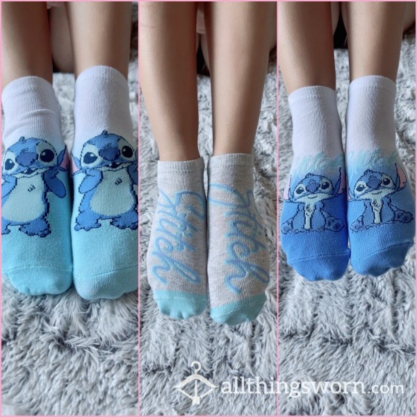 White And Blue Stitch Socks