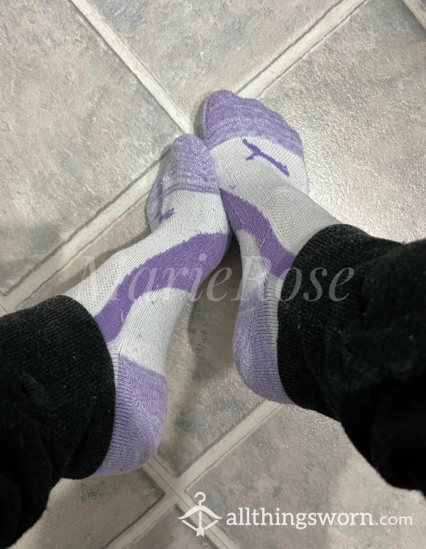 White And Purple Ankle Puma Socks