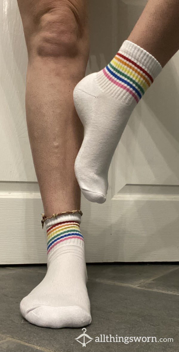🌈🌈 White And Rainbow Coloured Stinky Socks 🌈