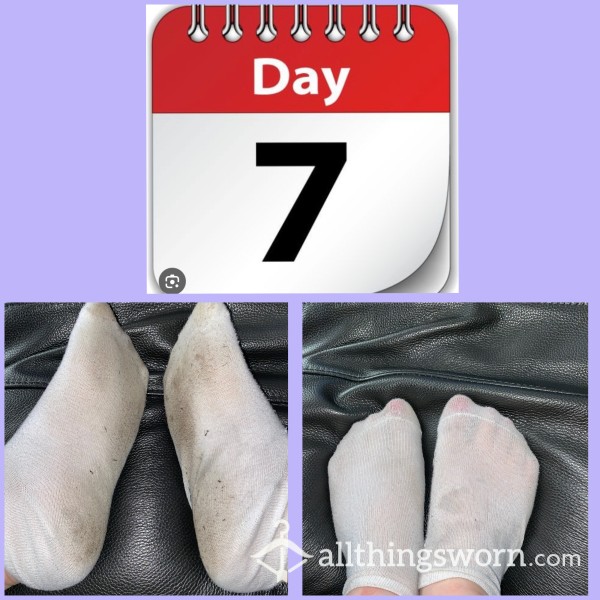 White Ankle Socks Worn For Over 7 Days