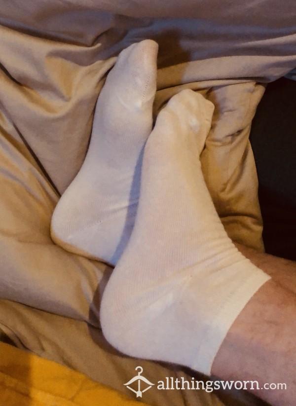 White Ankle Socks Worn On SUPER SWEATY Feet!