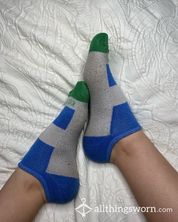 White & Blue Converse Ankle Socks - Stinky & Heavily Worn