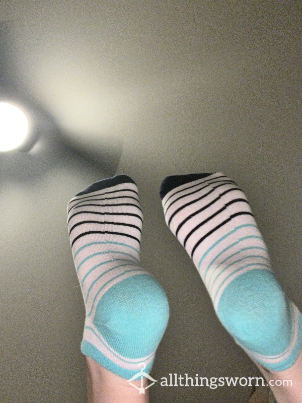 White & Blue Cotton Socks