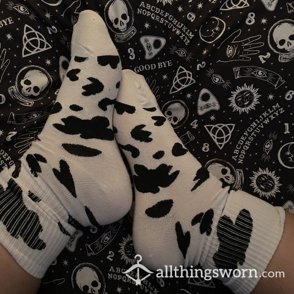 White Cow Print Crew Socks 🐄