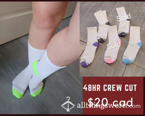 72hr White Crew Socks