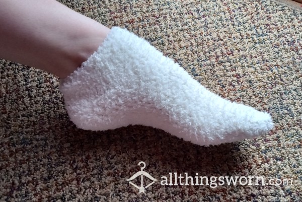 White Fuzzy Ankle Socks