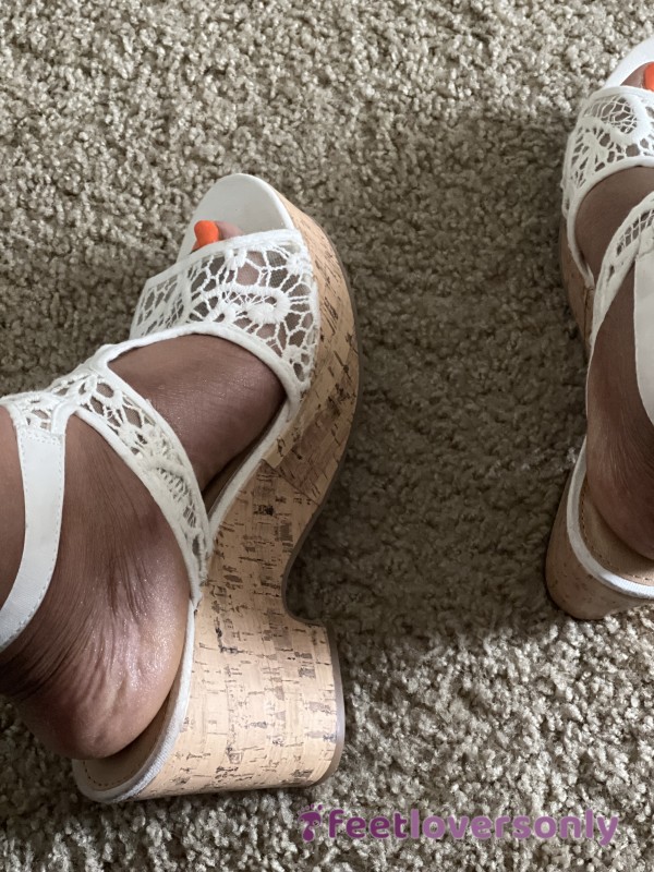 6 White Heels On Sexy Feet……Pics