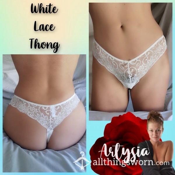 White Lace Thong