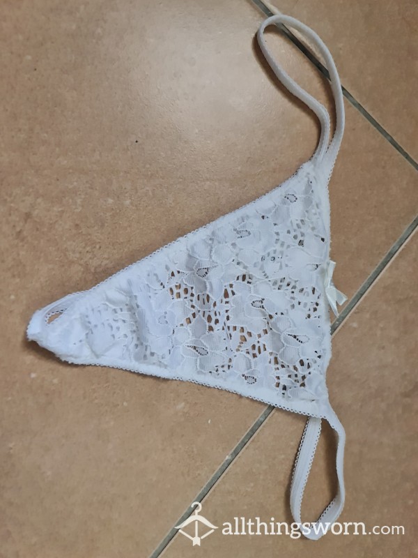 White Lacey G-String
