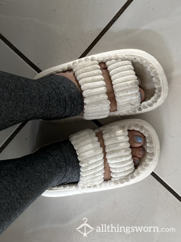 White Puffy Slippers