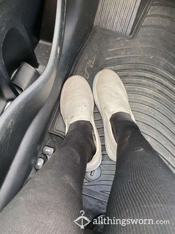 White Slip-on Work Shoes