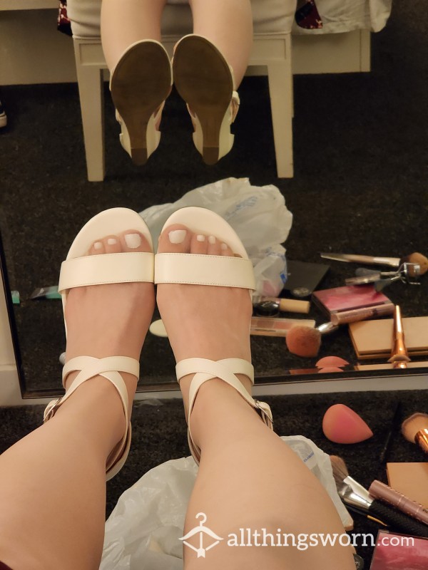 White Strappy Wedges