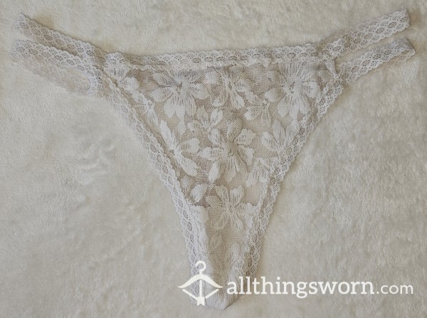 White VS Lace Thong