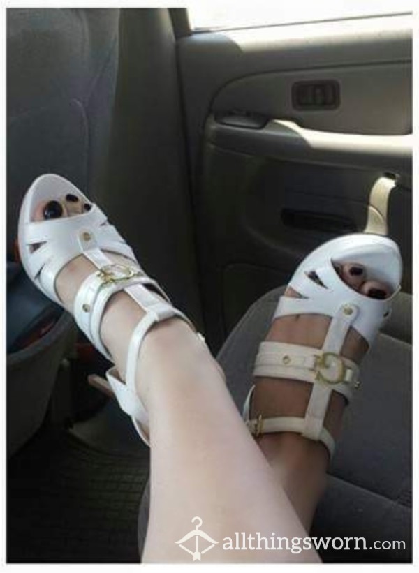 White Well Loved Guess Heels