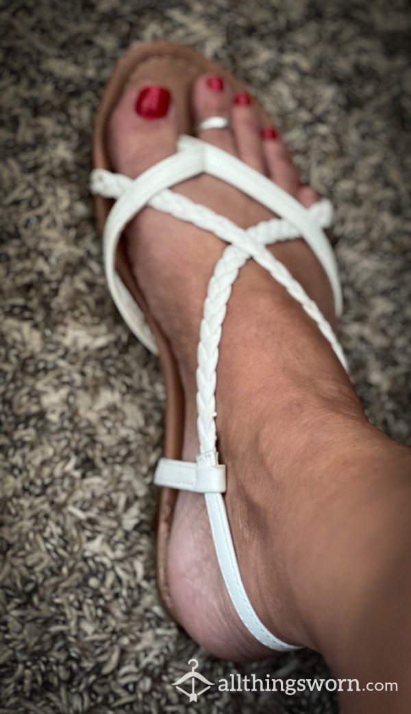 White Well-Worn Sandals