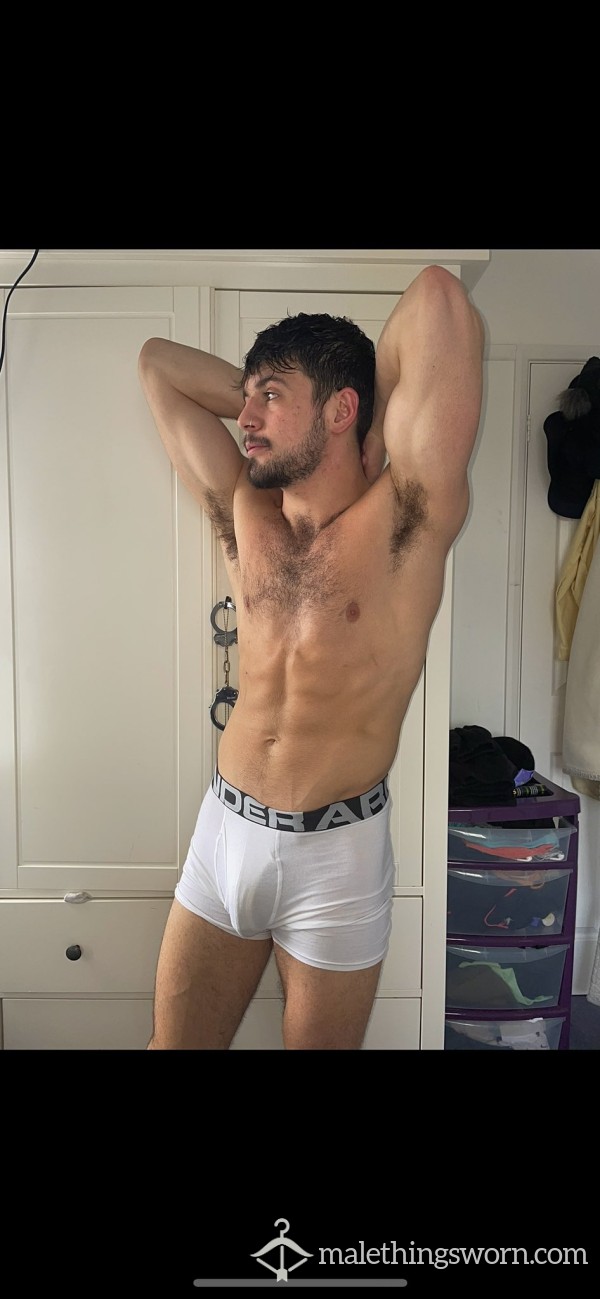 White Well-worn Under Armour Boxers