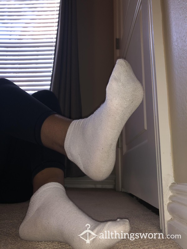 White Worn Ankle Socks