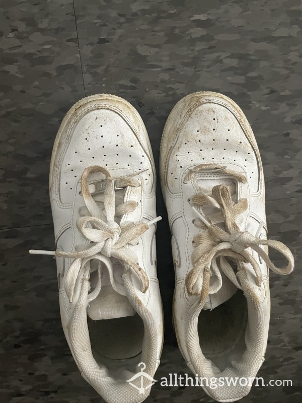 White Worn Down And Very Smelly And Dirty Sneakers ( My Gym Shoes)! 🤭