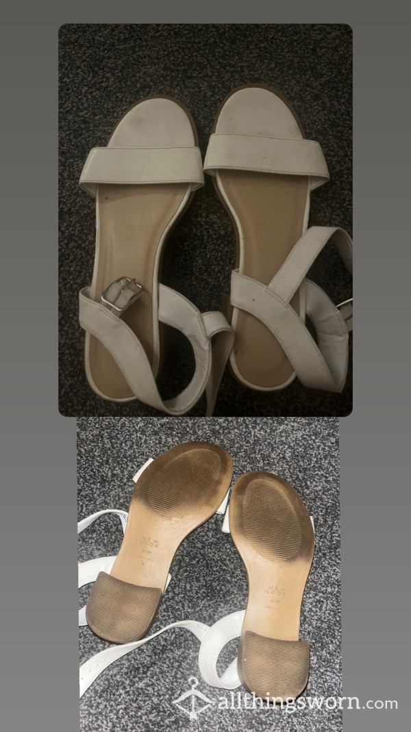 White Worn Sandals Size 6
