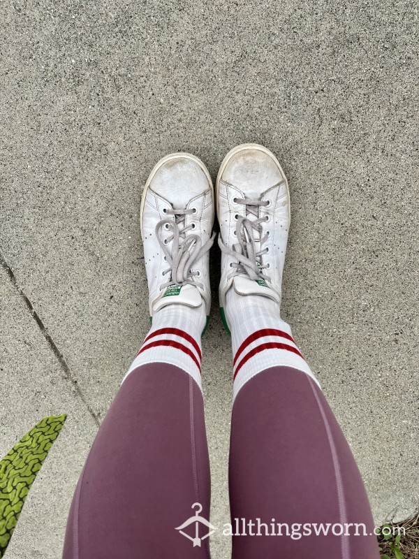 White/Red Crew Socks